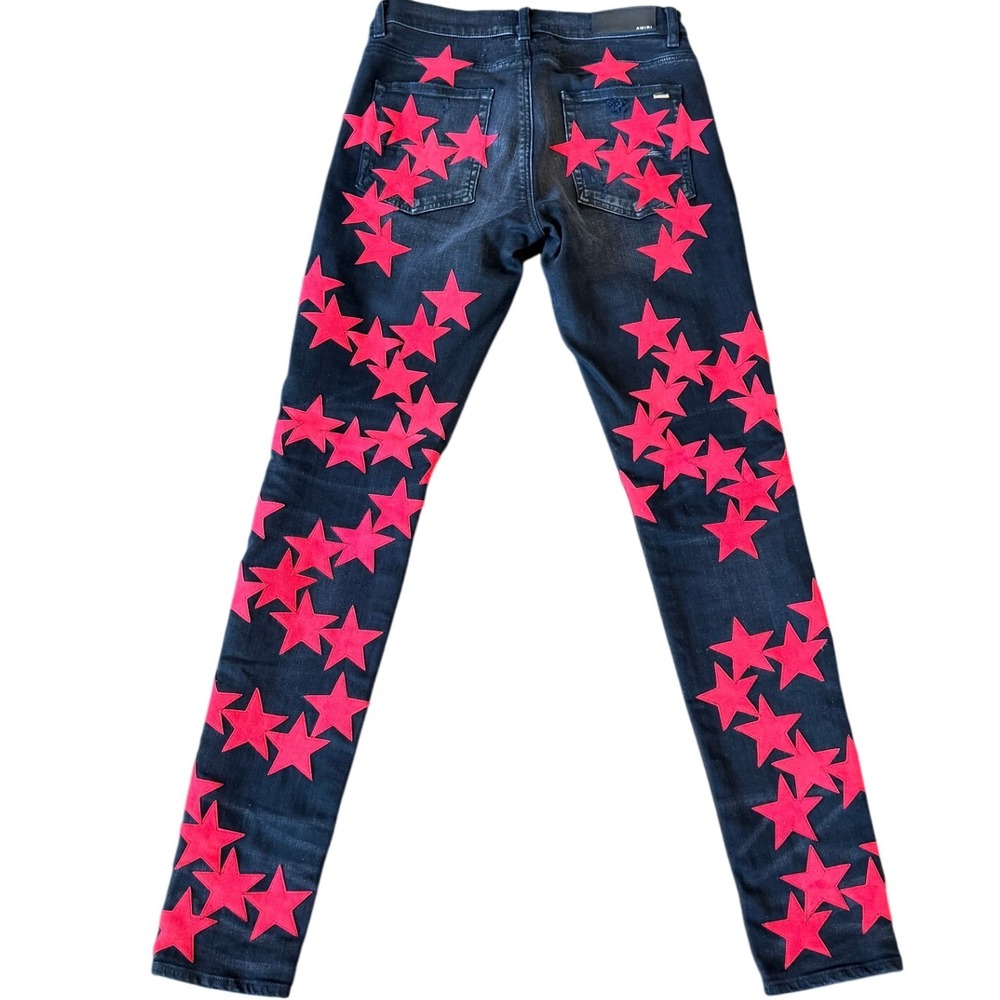 Amiri x Chemist Red Star Jeans Black w/ Red Suede Stars Size 31 – Made in USA - Picture 2 of 9